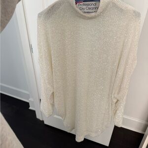 Fresh Shimmering Cream Turtleneck Dress